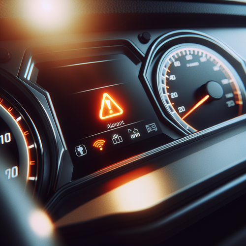 Tableau de bord moderne avec voyant moteur allumé et éteint - alerte momentanée