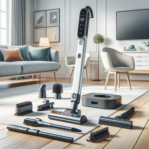 Aspirateur balai Proscenic P11 Ultra+ sur sa station de vidage dans un salon moderne