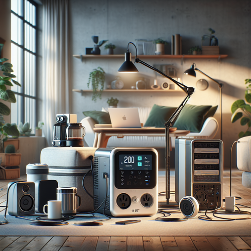 Station électrique portable EF EcoFlow DELTA 3 dans un salon moderne avec plusieurs appareils branchés à la station - robustesse et polyvalence