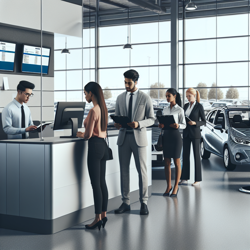 Comptoir de location de voitures en agence moderne